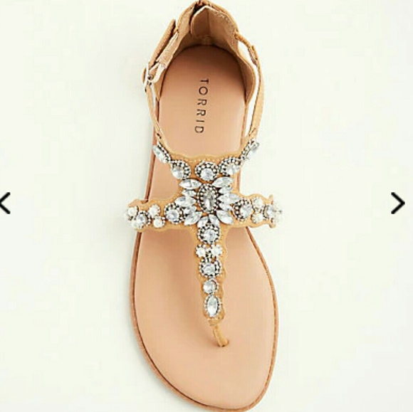 torrid Shoes - New Torrid Tan Faux Leather & Rhinestone Sandal